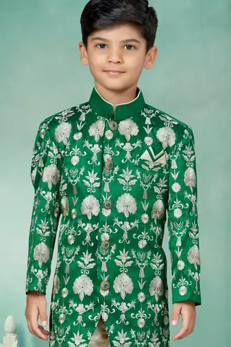 Gold full thread computer amrodery indowestern