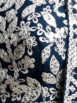 Precious Blue Sequins Georgette Wedding Lehenga Choli With Dupatta 6