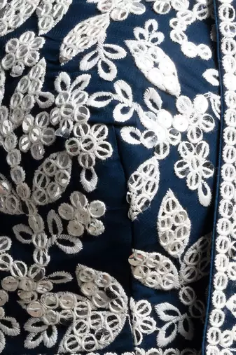 Precious Blue Sequins Georgette Wedding Lehenga Choli With Dupatta