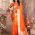 Dark orange banarasi art silk blend with beautiful gala weaving saree with blouse