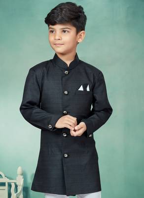 Off white  indowestern with fancy batton 2