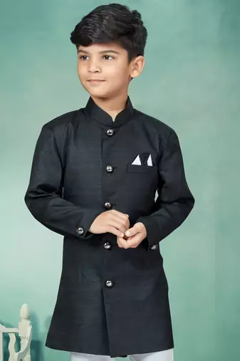 Off white  indowestern with fancy batton