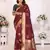 Brown soft art silk blend with zari weaving borders saree with blouse
