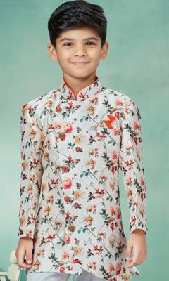 Off white flower degital printed indowestern 2