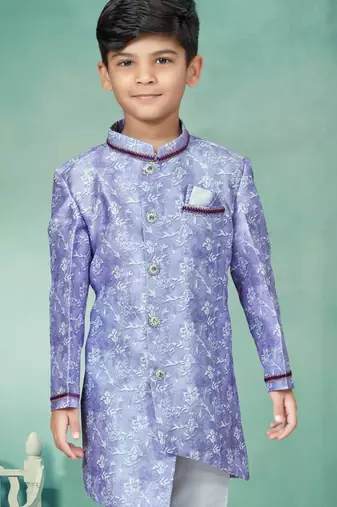 Off white flower degital printed with less work indowestern