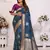 Navy blue soft art silk blend with zari weaving borders saree with blouse