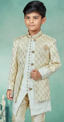 Cream  stone and thred zari work indowestern 2