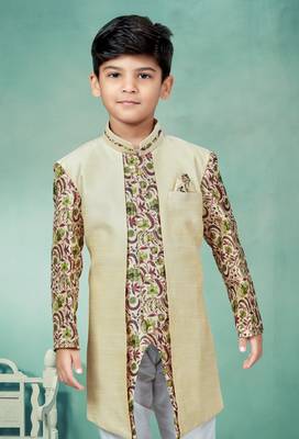 Off white flower degital printed with less work indowestern 2