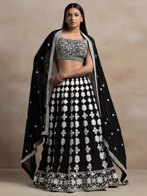 black sequins georgette wedding lehenga set choli with dupatta with dupatta 1