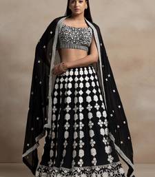 black sequins georgette wedding lehenga set choli with dupatta with dupatta