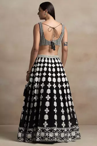 black sequins georgette wedding lehenga set choli with dupatta with dupatta