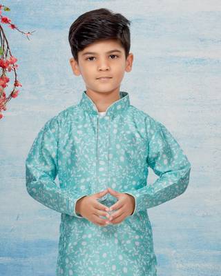 Off white flower printed kurta pajama 2