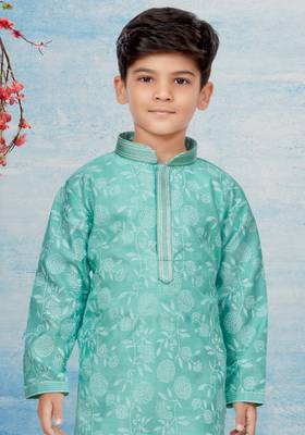 Off white flower printed kurta pajama with thread work 2