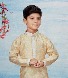 Off white flower printed kurta pajama with thread work