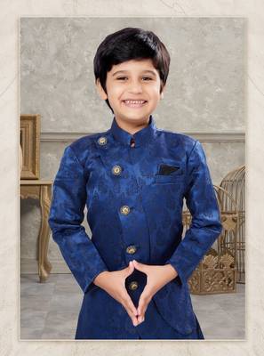 Black classic indowestern sherwani set with thread and less work with fancy button 2