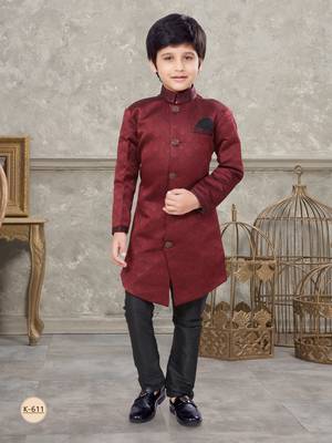 Black classic indowestern sherwani set with thread and less work with fancy button 1
