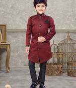 Black classic indowestern sherwani set with thread and less work with fancy button