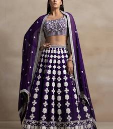 purple sequins georgette wedding lehenga set choli with dupatta with dupatta