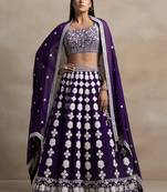 Wonderful Purple Sequins Georgette Wedding Lehenga Choli With Dupatta