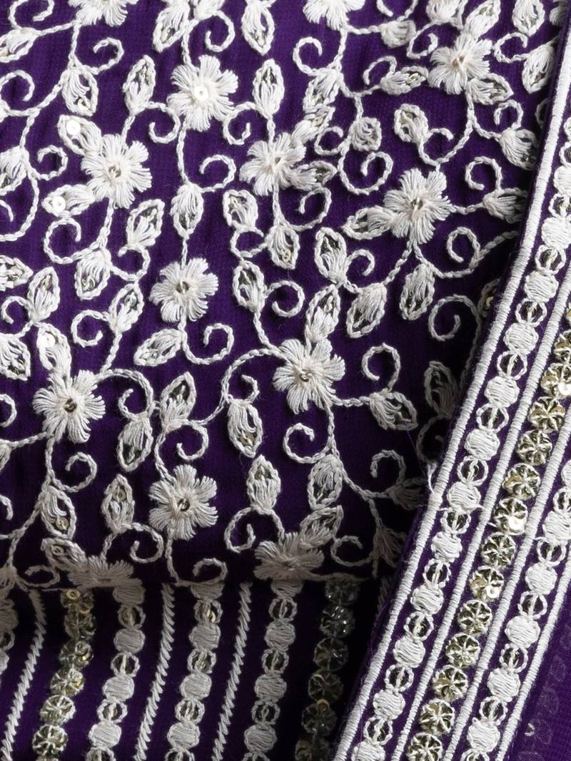 Wonderful Purple Sequins Georgette Wedding Lehenga Choli With Dupatta