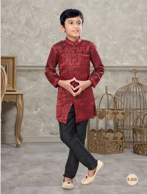 Black classic indowestern sherwani set with thread and less work with fancy button 1
