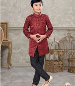 Black classic indowestern sherwani set with thread and less work with fancy button