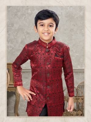 Black classic indowestern sherwani set with thread and less work with fancy button 2
