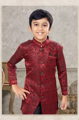 Black classic indowestern sherwani set with thread and less work with fancy button