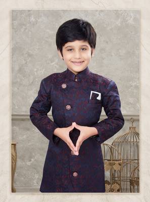 Off white classic indowestern sherwani set with thread and less work with fancy button 2