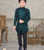 Black classic indowestern sherwani set with thread and less work with fancy button