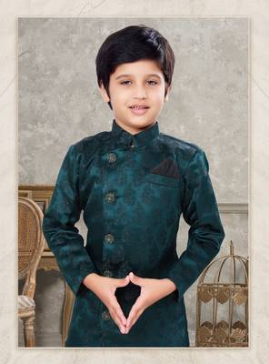 Black classic indowestern sherwani set with thread and less work with fancy button 2
