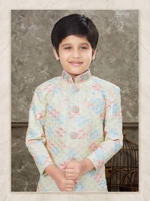 Off white  all over handwork amrodery  with thread,stone and less work  havy classic sherwani 2