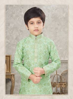 Off white degital printed with thread work kurta pajama set 2