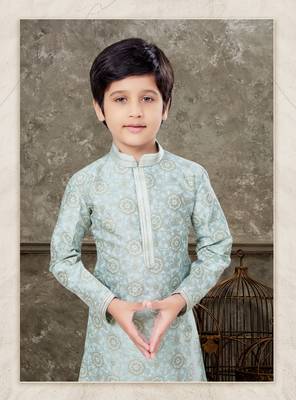 Off white degital printed with thread work kurta pajama set 2