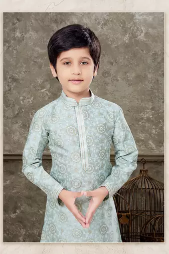 Off white degital printed with thread work kurta pajama set