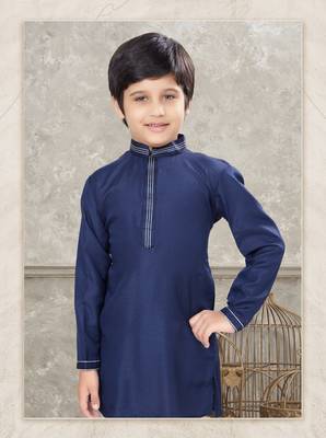 Off white soft silk with thread work kurta pajama set 2