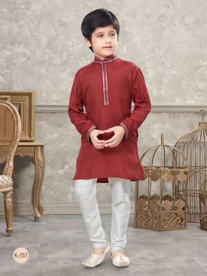 Off white soft silk with thread work kurta pajama set 1