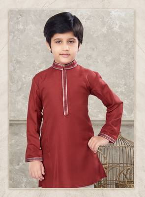 Off white soft silk with thread work kurta pajama set 2