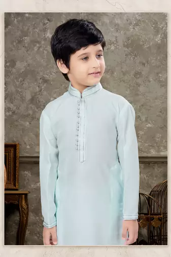 Off white soft silk with thread & less work kurta pajama set