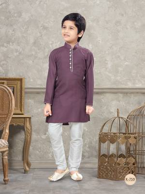 Off white soft silk with fancy botton kurta pajama set 1