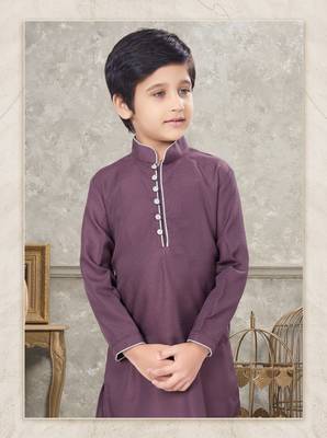 Off white soft silk with fancy botton kurta pajama set 2