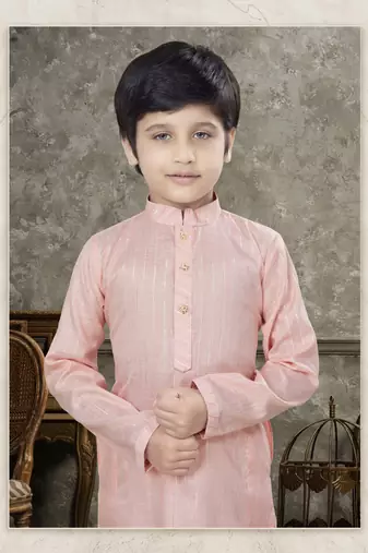 Off white soft cotton with thread & fancy botton kurta pajama set