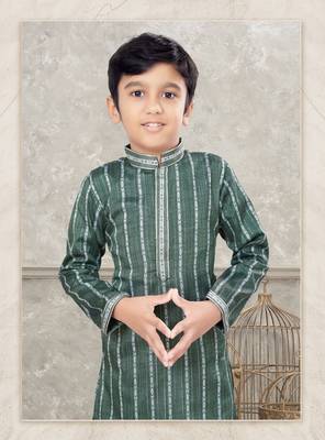 Off white soft cotton with thread & fancy botton kurta pajama set 2