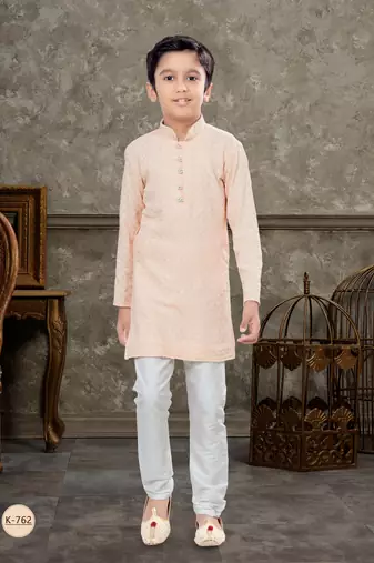 Off white all over amrodery work & fancy botton kurta pajama set