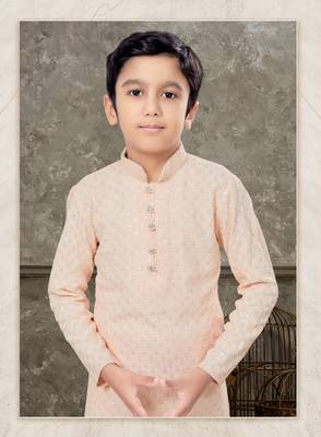 Off white all over amrodery work & fancy botton kurta pajama set 2