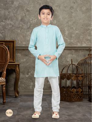 Off white soft cotton with thread & fancy botton kurta pajama set 1