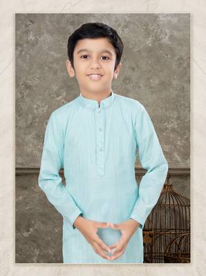 Off white soft cotton with thread & fancy botton kurta pajama set 2