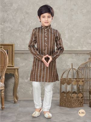 Off white soft cotton with thread & fancy botton kurta pajama set 1