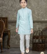 Off white soft cotton with thread & fancy botton kurta pajama set