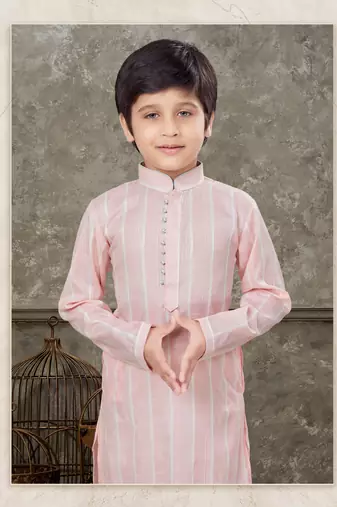 Off white soft cotton with thread & fancy botton kurta pajama set